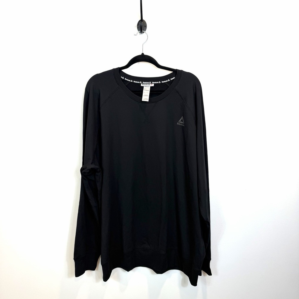 Reebok Mens 3XL Black Delta‎ Logo Fleece Pullover Sweatshirt